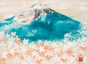 Le mont Fuji en fleur, un magnifique paysage bleu