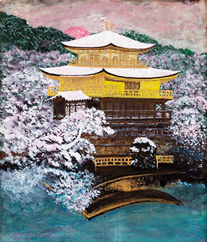 Le temple du Pavillon d'Or sous la neige